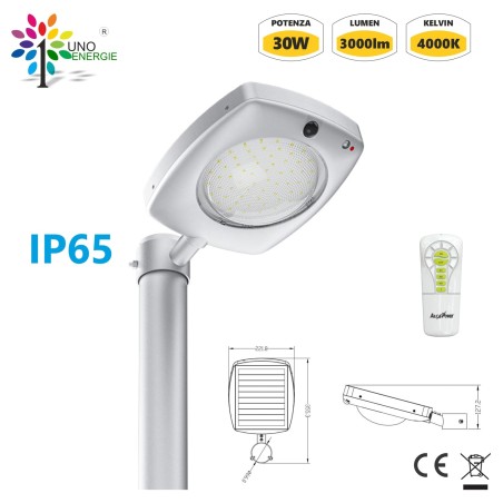 LAMPIONE LED SOLARE 3000LM CREPUC+PIR+TELECOMANDO MODELLO SWL3-PRO