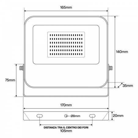 FARO LED 10W/20W/30W/50W/100W/200W/300W IP65, 125lm/W - LED OSRAM BLACK