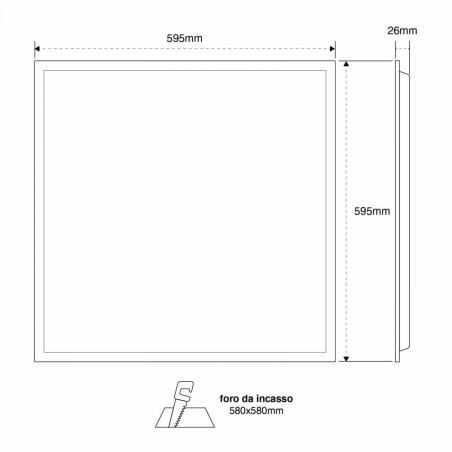 Pannello LED Incasso -DIMMERABILE 60x60 40W IP40 110lm/W No Flickering