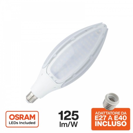 Lampada LED 50W, 125lm/W, E27 + Adattatore E40