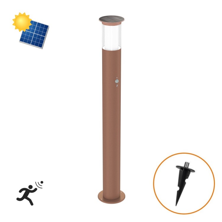 Paletto Solare 80cm in Acciaio Corten con Sensore Movimento e Picchetto