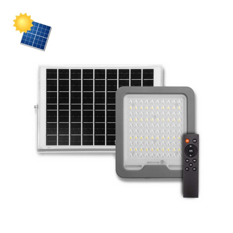 Faro LED Solare 100W 4000K IP66, Telecomando Incluso, 1500 lumen - SERIE PRO