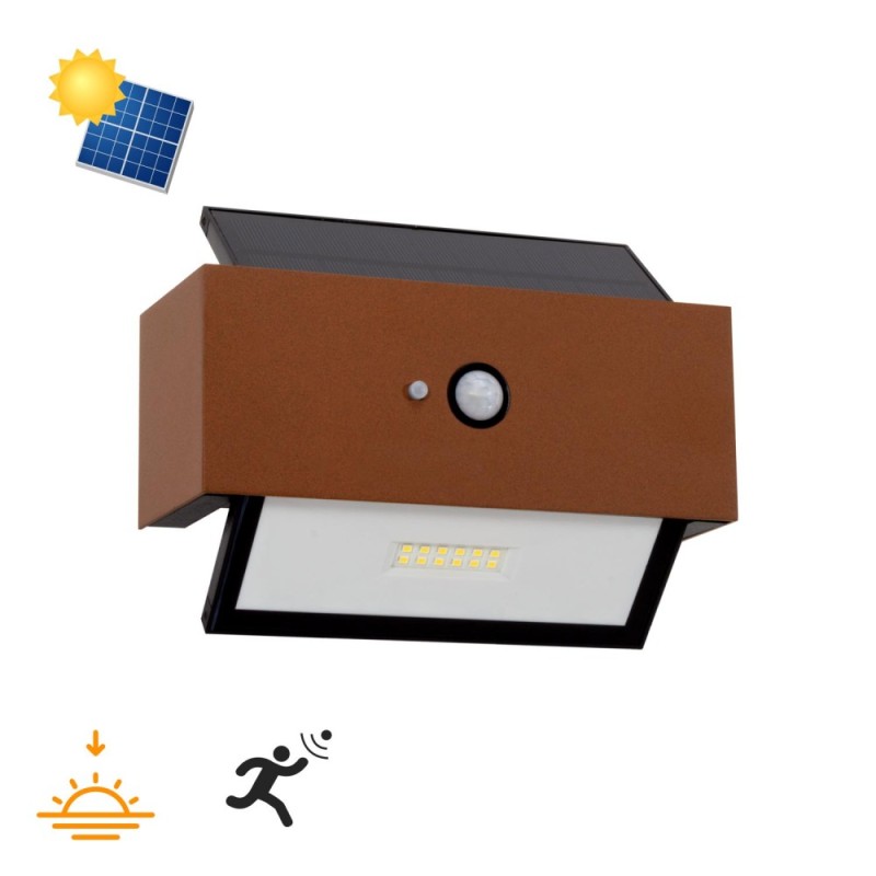 Applique LED Solare Corten, Rettangolare, con Sensore di Movimento TEMPERATURA COLORE 4000K