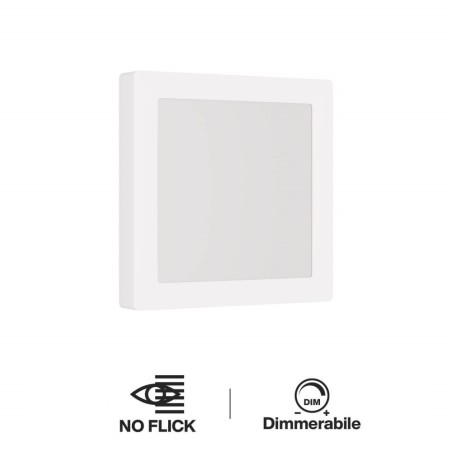 Plafoniera LED Quadrata 20W 2.000lm no Flickering 225x225mm - Dimmerabile