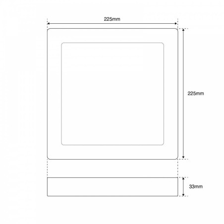 Plafoniera LED Quadrata 20W 2.000lm no Flickering 225x225mm - Dimmerabile