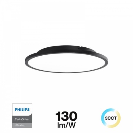 Plafoniera LED 36W Ø400mm PHILIPS CERTADRIVE Nera 4.680lm CCT