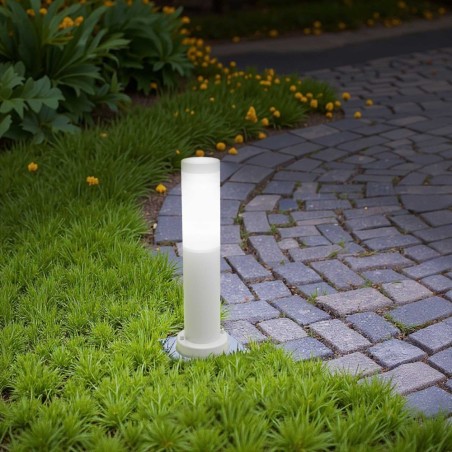 Paletto da Giardino 40cm, acciaio inox BIANCO, IK06, IP54, base E27