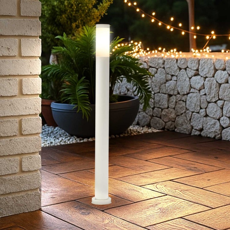 Paletto da Giardino 100cm, acciaio inox BIANCO, IK06, IP54, base E27