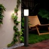 Paletto da Giardino 100cm Quadrato acciaio INOX Nero, IP54 IK06 base E27