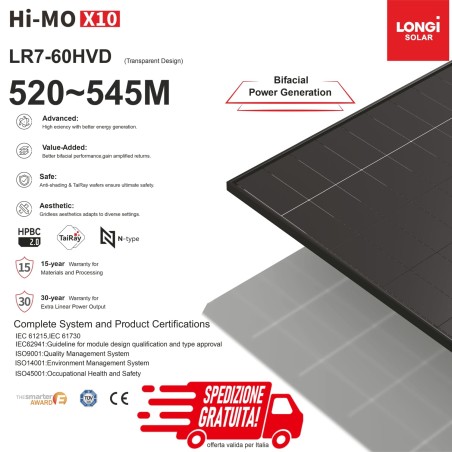 LONGi Hi-MO X10 Guardian LR7-60HVD-T-530M 530 Wp Black Design