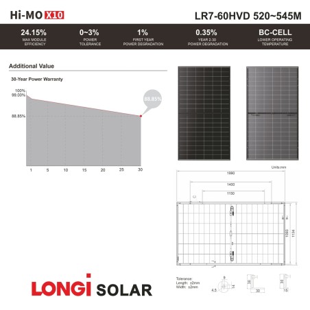 LONGi Hi-MO X10 Guardian LR7-60HVD-T-530M 530 Wp Black Design