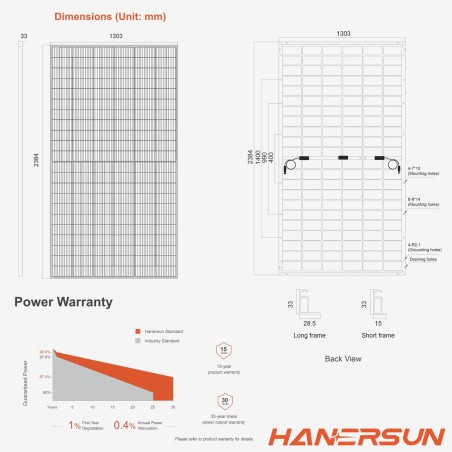 Panello solare 730W Hanersun HN21N-66HT730W Bifacciale