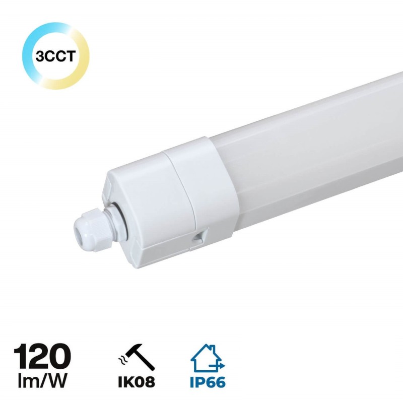 Plafoniera LED Stagna 150cm 48W, 120lm/w, IK08, IP66, CCT