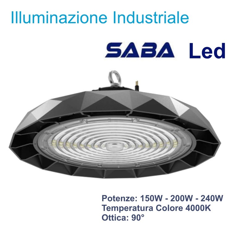 PROIETTORI INDUSTRIALI: SABA-SERIES LED 150/200/240W  4000K OTTICA 90°
