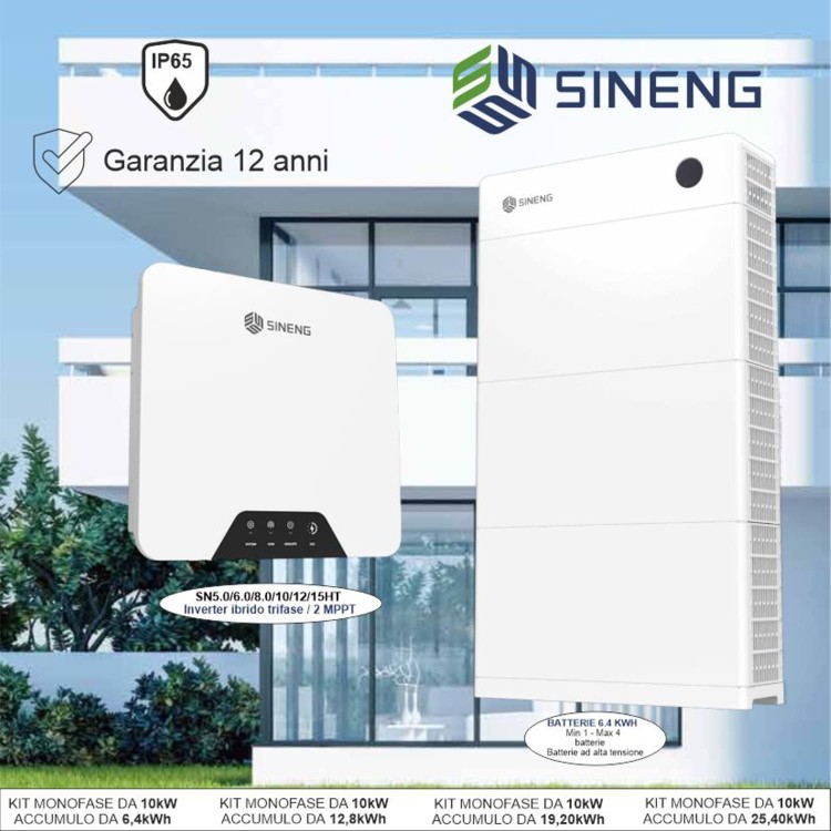 SINENG TRIFASE DA 10kW + ACCUMULO DA 5/10/15/20/25kWh