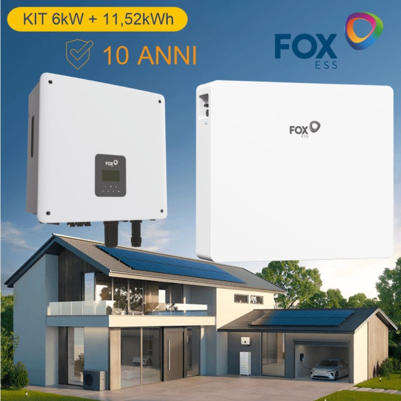 KIT MONOFASE DA 6kW + ACCUMULO DA 11,52 kWh FOX