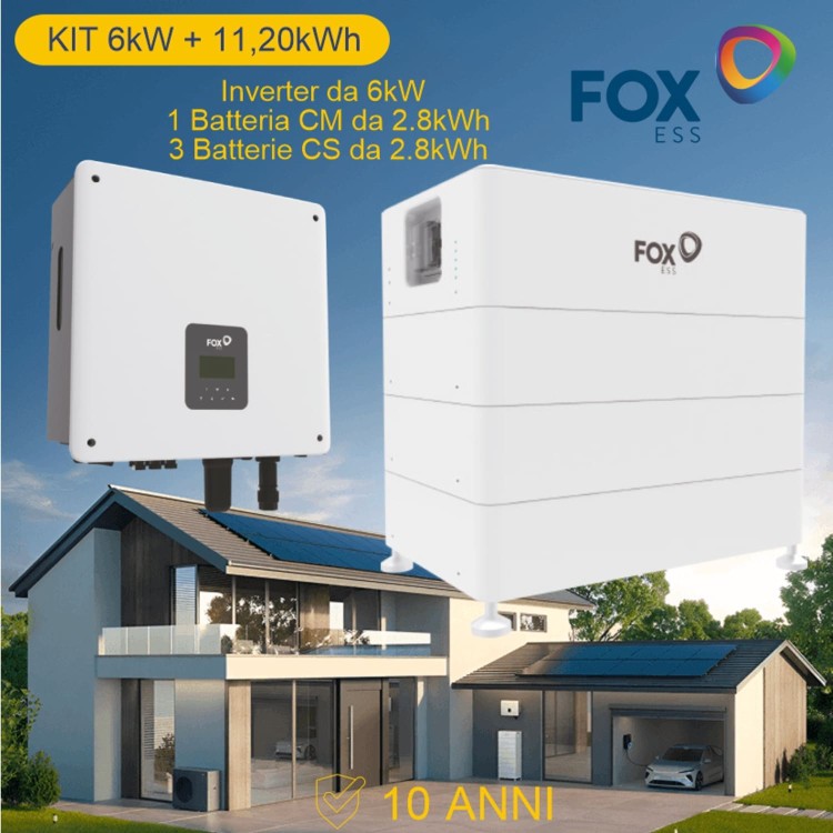 KIT MONOFASE DA 6kW + ACCUMULO DA 11,20kWh FOX
